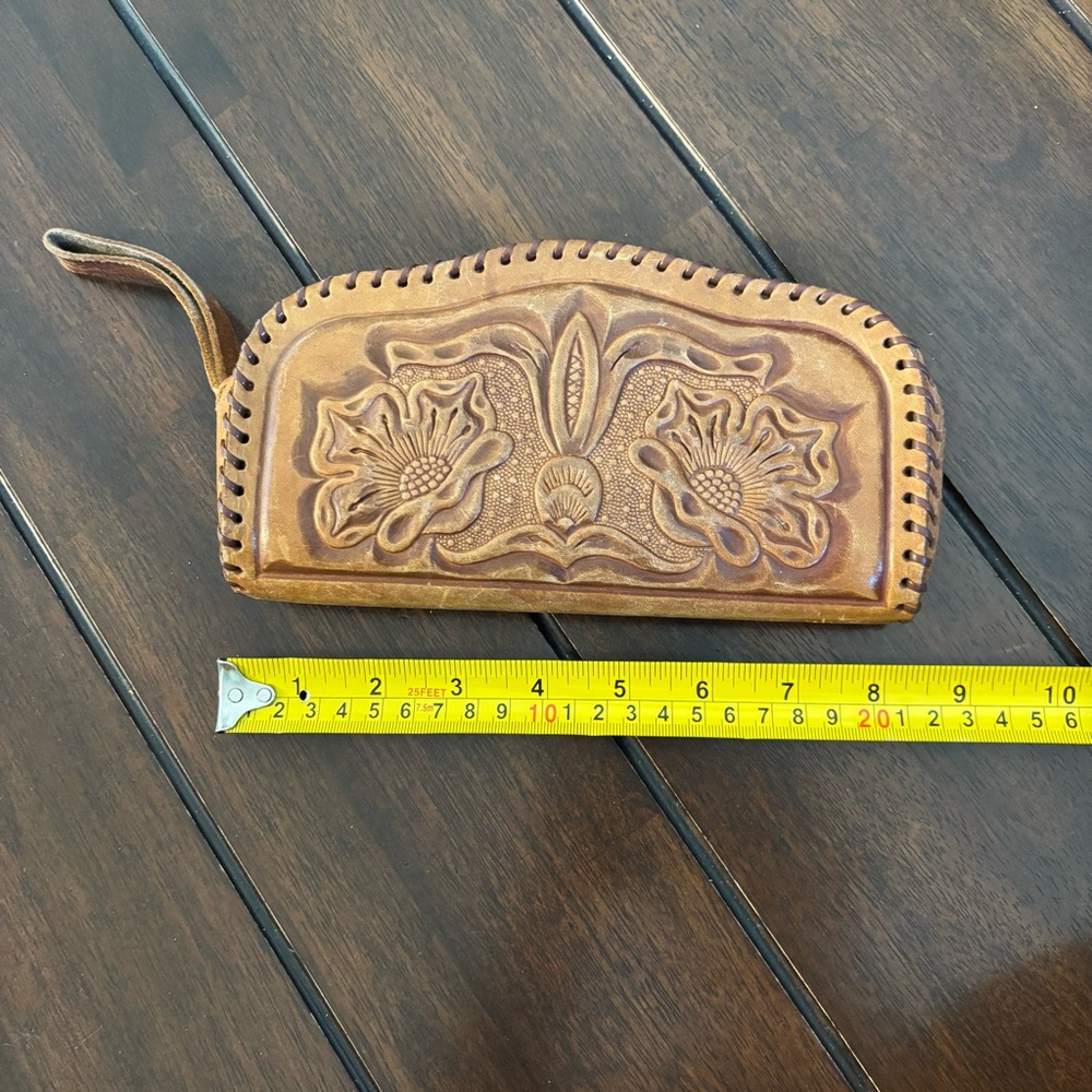Vintage Handcrafted Mexican Tan Leather Bag Set Trio Genuine Cowhide Western - Picture 6 of 16